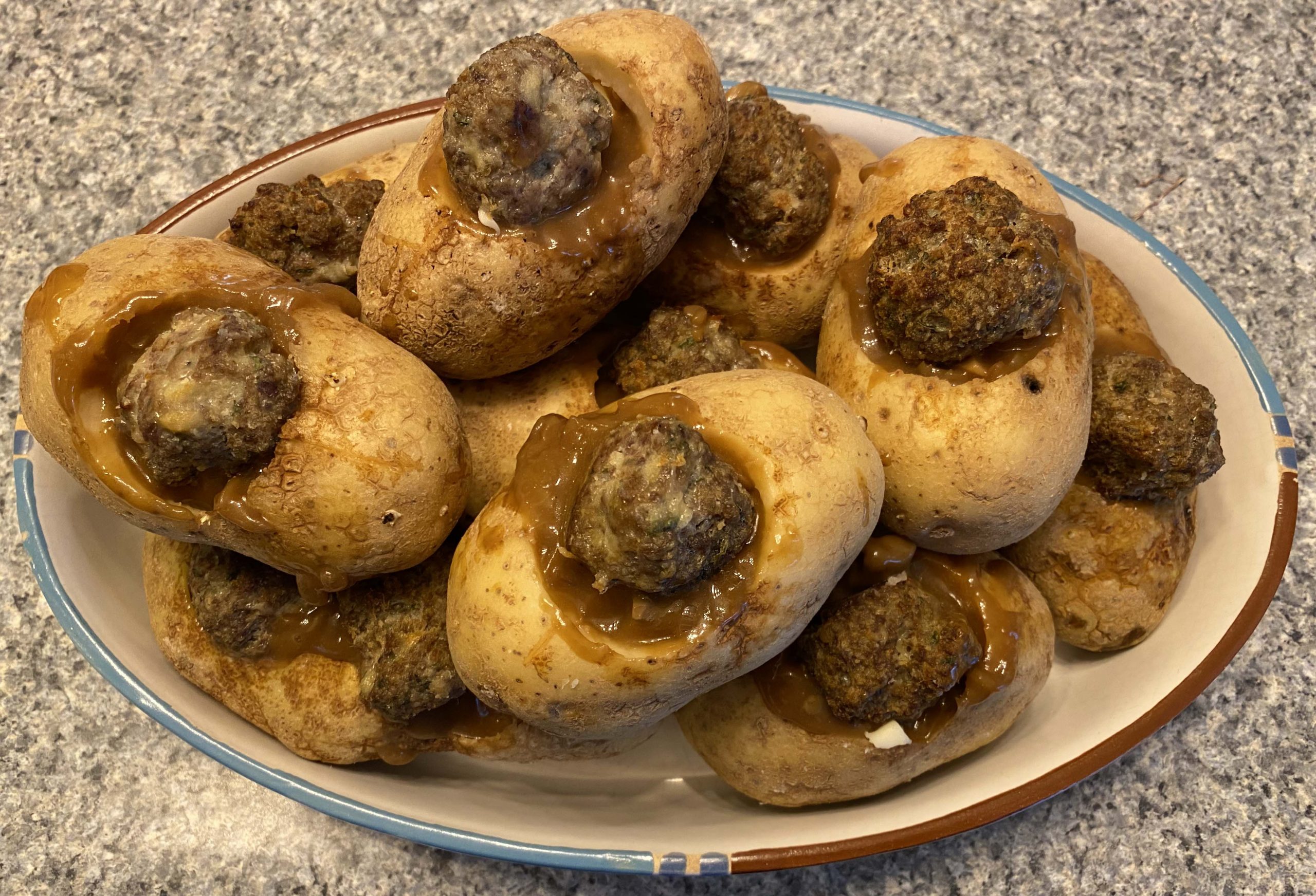 Stuffing Potato with meetballs