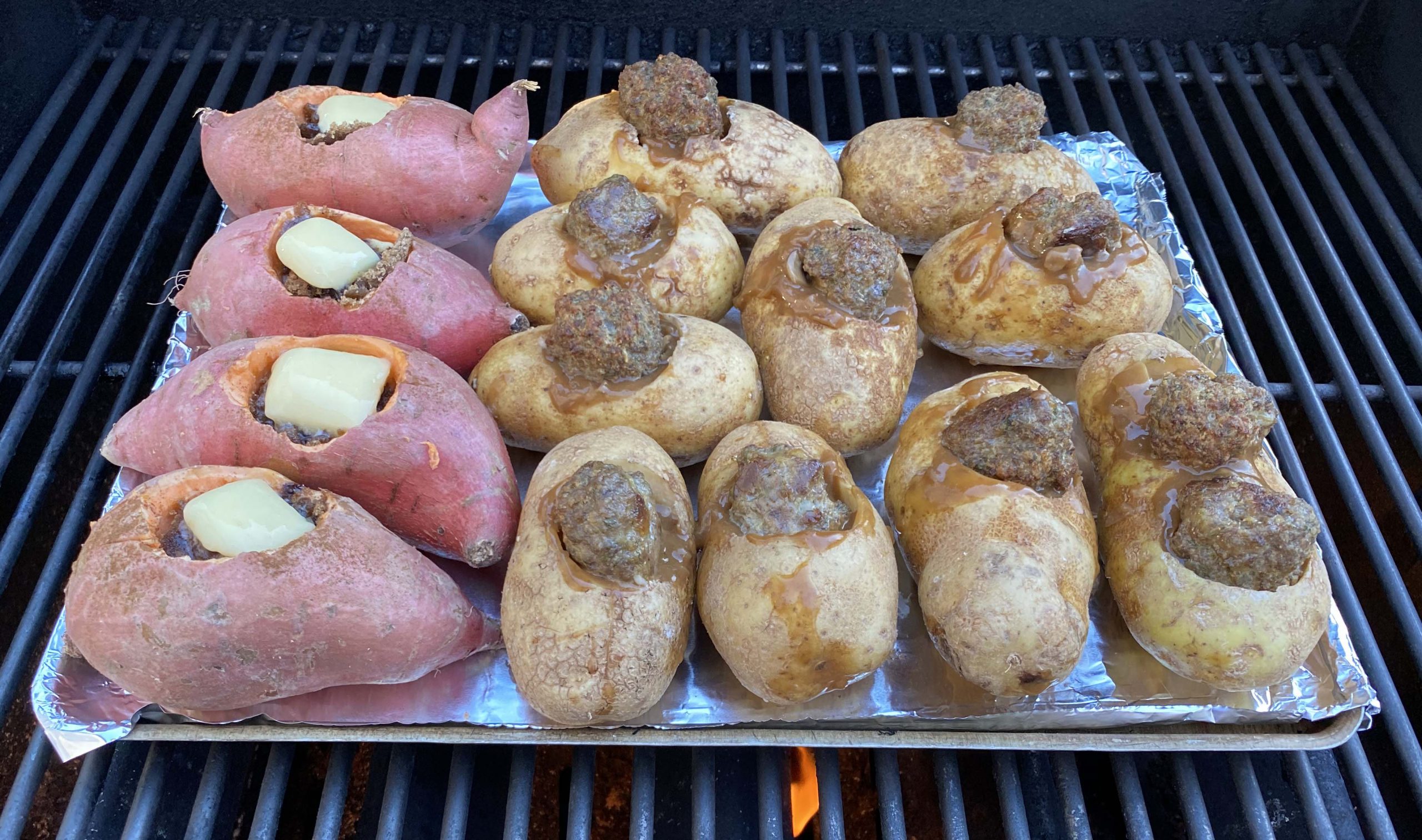 Stuffed Potatoes on the grill