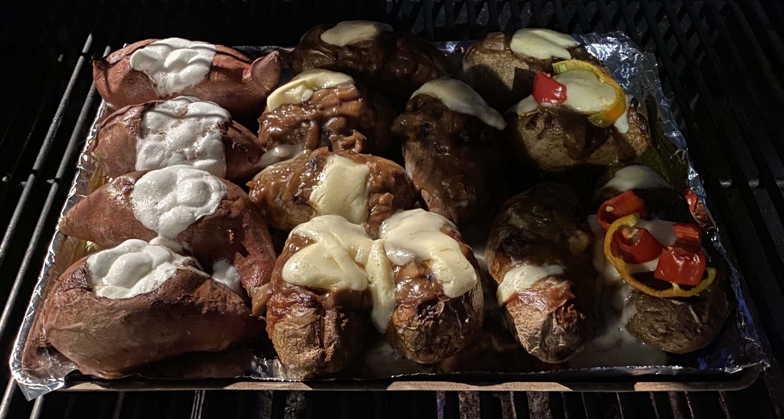Grill Cooking Stuffed Potato